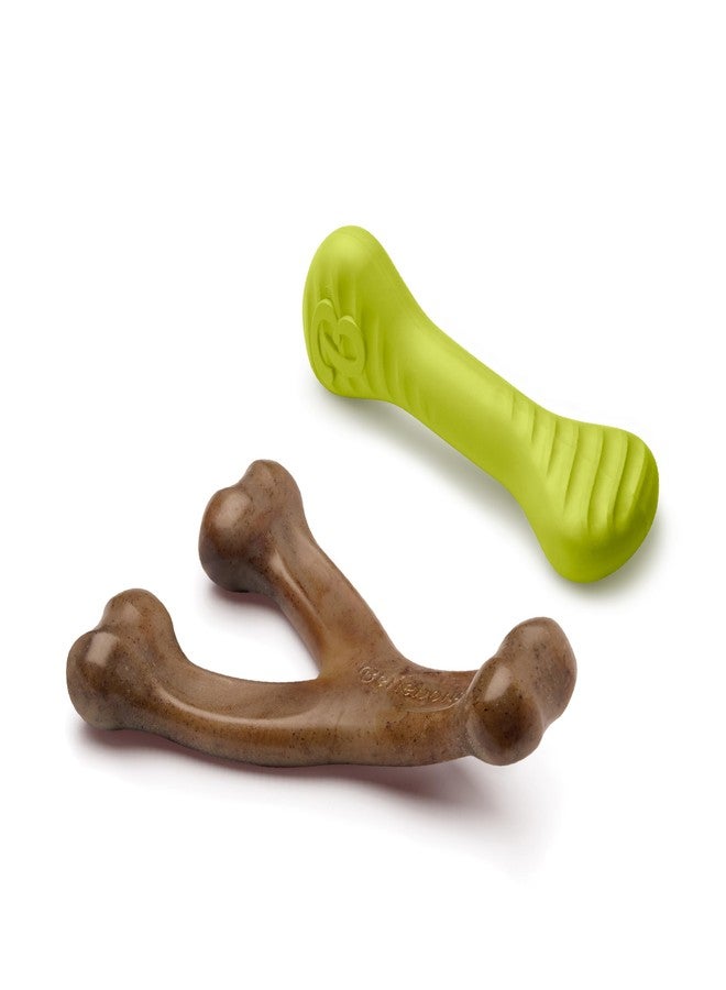 Benebone 2-Pack Bacon Wishbone/Rubber Bone Medium - Image 1